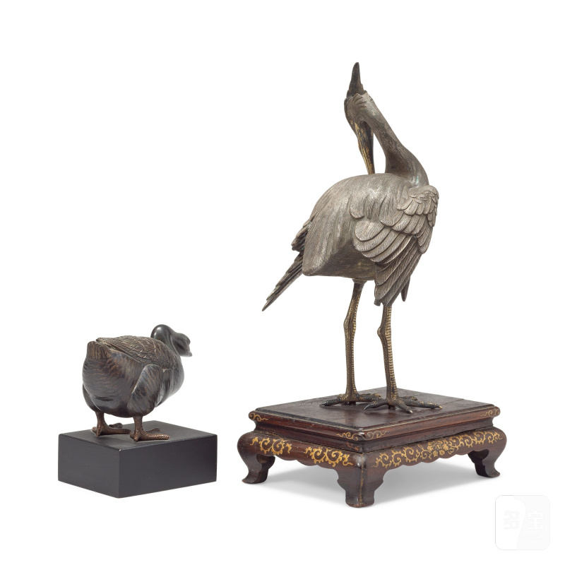明治時代 鍍銀白鷺及鍍銀鵝 | A SILVERED BRONZE EGRET AND A SILVERED BRONZE GOOSE - 图8
